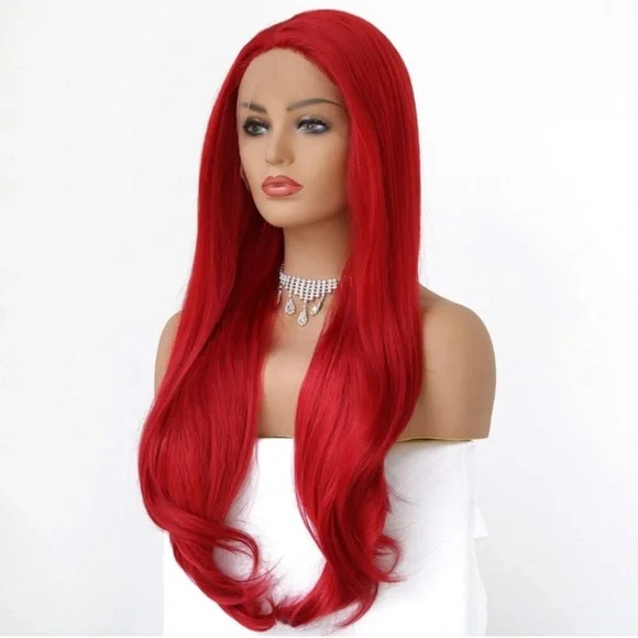 💫CHERIS 24” RED NATURAL STRAIGHT LACE FRONT WIG